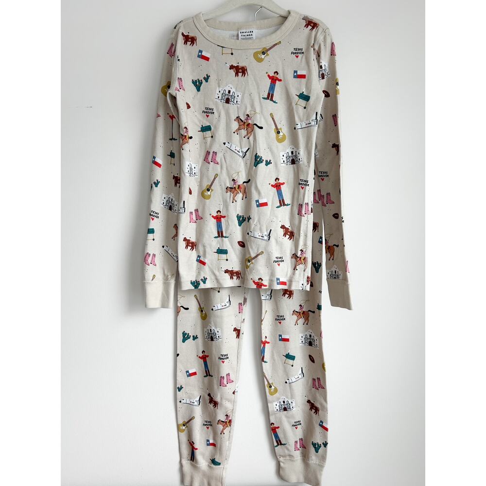 Smaller Things Goodnight Texas Long Sleeve Pajamas Set in Size 8 Organic Cotton